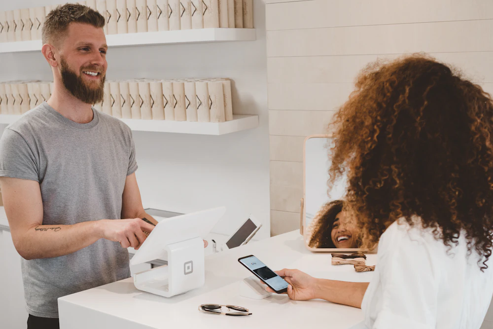 Customer paying online through an e-commerce checkout